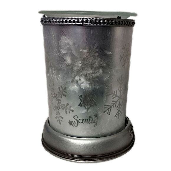 Scentsy Silver Frost Glass Shade Base Wax Warmer Lampshade Collection Snowflake. - Picture 7 of 16